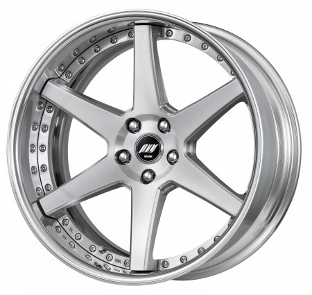 BRUSHED [BRU] MIDDLE CONCAVE CENTRE DISK, POLISHED ANODIZED FLAT RIM WITH CHROME RIVETS