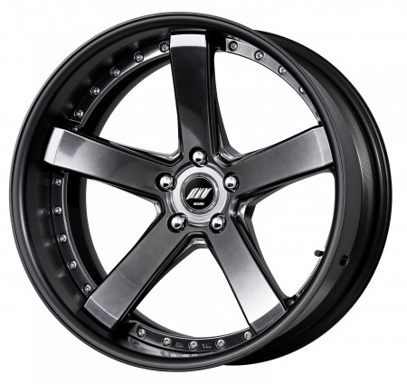 BRILLIANT SILVER BLACK [BSB] DEEP CONCAVE CENTRE DISK, FLAT BLACK ANODIZED FLAT RIM WITH CHROME RIVETS