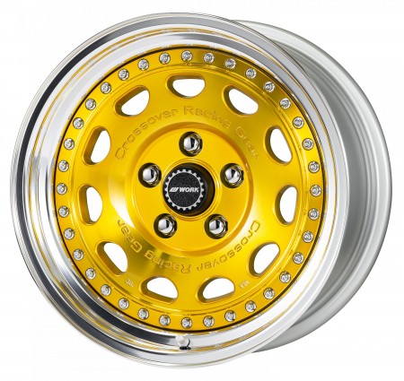 IMPERIAL GOLD [IPG] CENTRE DISK, POLISHED ANODIZED STEP RIM WITH CHROME RIVETS