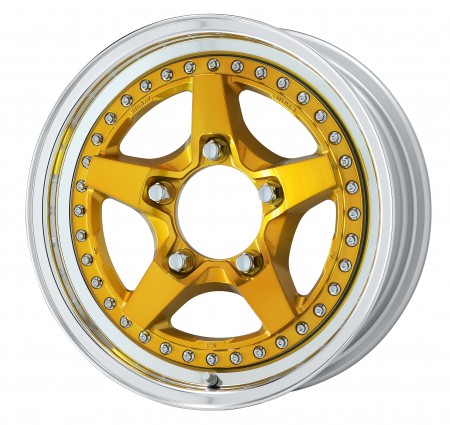 IMPERIAL GOLD [IPG] CENTRE DISK, POLISHED ANODIZED STEP RIM WITH CHROME RIVETS