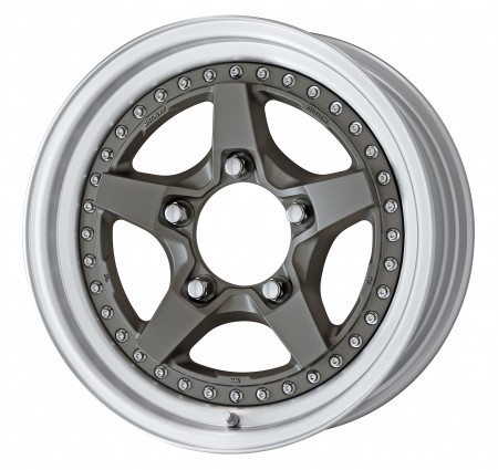 MATT GUNMETAL [MGM] CENTRE DISK, POLISHED ANODIZED STEP RIM WITH CHROME RIVETS