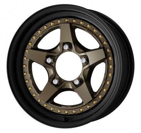 AHG BRONZE [AHG] CENTRE DISK, MATT BLACK ANODIZED STEP RIM WITH GOLD RIVETS