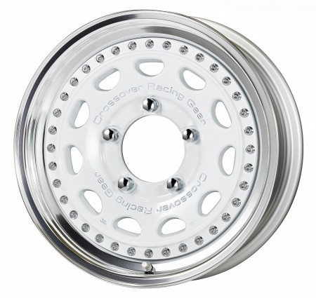 GLOSS WHITE [WHT] CENTRE DISK, POLISHED ANODIZED STEP RIM WITH CHROME RIVETS