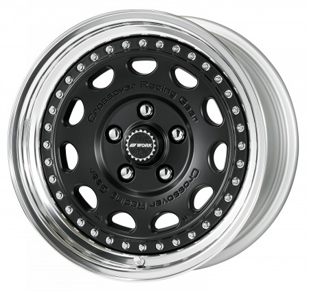 MATT BLACK [MBL] CENTRE DISK, POLISHED ANODIZED STEP RIM WITH CHROME RIVETS