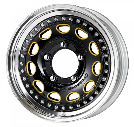 BLACK CHAMFER IMPERIAL GOLD [BIM] CENTRE DISK, POLISHED ANODIZED STEP RIM WITH CHROME RIVETS