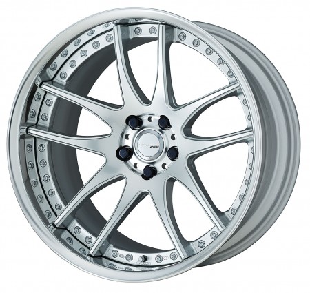 BURNING SILVER [BS] DEEP CONCAVE CENTRE DISK, POLISHED ANODIZED FLAT RIM WITH CHROME RIVETS
