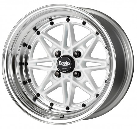 GLOSS WHITE [WHT] CENTRE DISK, POLISHED ANODIZED STEP RIM WITH BLACK RIVETS