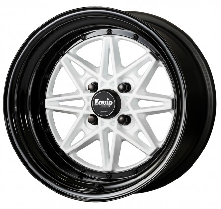 GLOSS WHITE [WHT] CENTRE DISK, GLOSS BLACK ANODIZED STEP RIM WITH BLACK RIVETS
