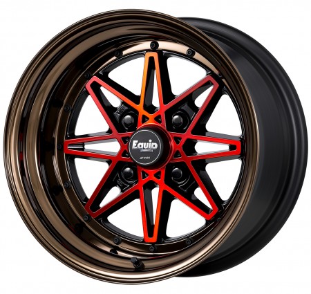 BLACK CLEAR RED [BCR] CENTRE DISK, GLOSS BRONZE ANODIZED STEP RIM WITH BLACK RIVETS