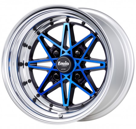 BLACK CLEAR BLUE [BCB] CENTRE DISK, POLISHED ANODIZED STEP RIM WITH BLACK RIVETS