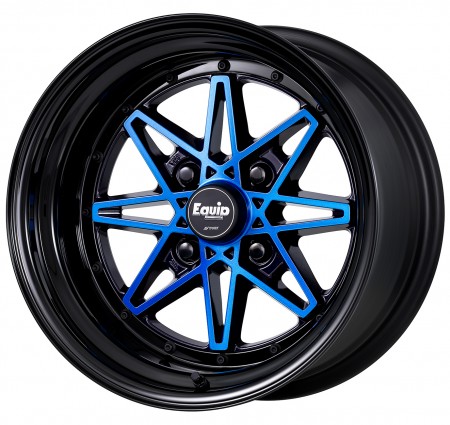 BLACK CLEAR BLUE [BCB] CENTRE DISK, GLOSS BLACK ANODIZED STEP RIM WITH BLACK RIVETS