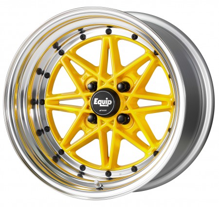 HORNET YELLOW [UY] CENTRE DISK, POLISHED ANODIZED STEP RIM WITH BLACK RIVETS