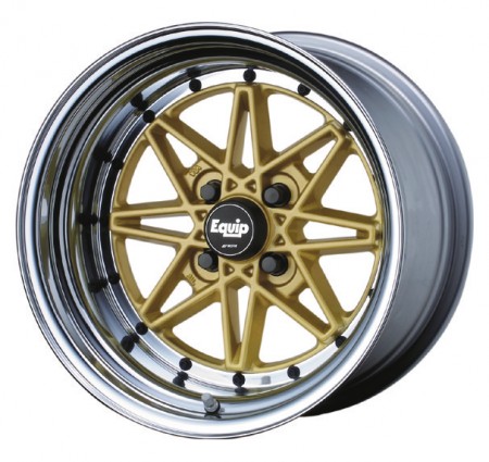 GOLD [GLD] CENTRE DISK, POLISHED ANODIZED STEP RIM WITH BLACK RIVETS