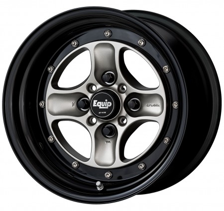 BRUT SILVER [BSL] CENTRE DISK, GLOSS BLACK ANODIZED STEP RIM WITH CHROME RIVETS