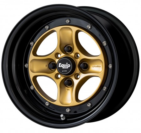 SPRINT GOLD [SGL] CENTRE DISK, GLOSS BLACK ANODIZED STEP RIM WITH CHROME RIVETS