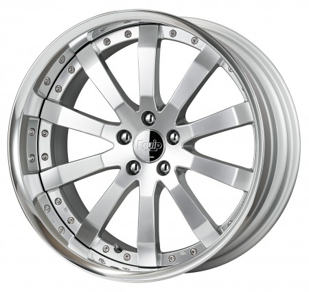 SILKY RICH SILVER [SRS] CENTRE DISK, POLISHED ANODIZED FLAT RIM WITH CHROME RIVETS