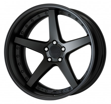 MATT BLACK [MBL] DEEP CONCAVE CENTRE DISK, MATT BLACK ANODIZED FLAT RIM WITH BLACK RIVETS