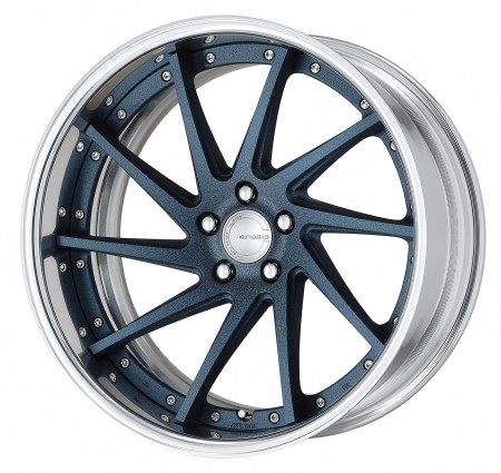 TEXTURE NAVY BLUE [TXNB] DEEP CONCAVE CENTRE DISK, POLISHED ANODIZED FLAT RIM WITH CHROME RIVETS