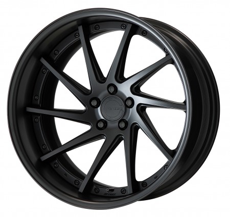 MATT BLACK [MBL] DEEP CONCAVE CENTRE DISK, MATT BLACK ANODIZED FLAT RIM WITH BLACK RIVETS