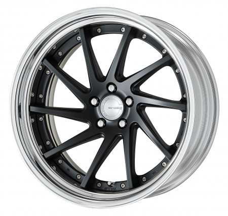 MATT BLACK [MBL] DEEP CONCAVE CENTRE DISK, POLISHED ANODIZED STEP RIM WITH CHROME RIVETS