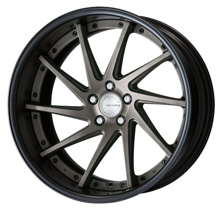 MATT GRAY BRUSHED [MBUA] DEEP CONCAVE CENTRE DISK, MATT BLACK ANODIZED FLAT RIM WITH BLACK RIVETS