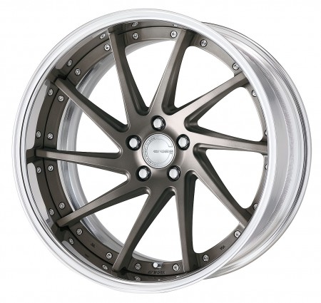 MATT GRAY BRUSHED [MBUA] DEEP CONCAVE CENTRE DISK, POLISHED ANODIZED FLAT RIM WITH CHROME RIVETS