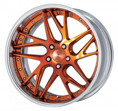 COPPER CLEAR COATING [PUC2] DEEP CONCAVE CENTRE DISK, POLISHED ANODIZED FLAT RIM WITH CHROME RIVETS