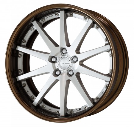 BRUSHED [BRU] CENTRE DISK, GLOSS BRONZE ANODIZED FLAT RIM WITH CHROME RIVETS