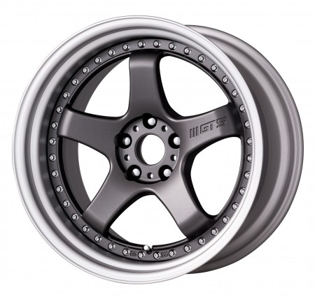 [19 INCH] MATT GUNMETAL [MGM] CENTRE DISK, BRUSHED ANODIZED STEP RIM WITH CHROME RIVETS