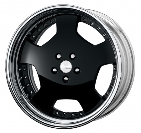 GLOSS BLACK [BLK] CENTRE DISK, POLISHED ANODIZED STEP RIM WITH CHROME RIVETS
