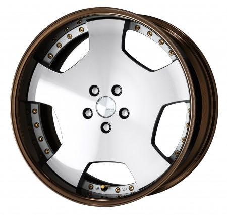 CUT CLEAR [MSP] CENTRE DISK, GLOSS BRONZE ANODIZED FLAT RIM WITH GOLD RIVETS