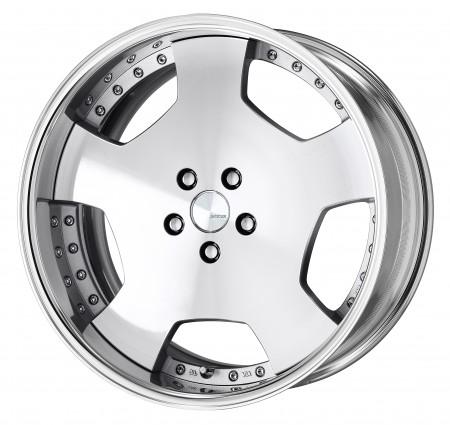 CUT CLEAR [MSP] CENTRE DISK, POLISHED ANODIZED FLAT RIM WITH CHROME RIVETS