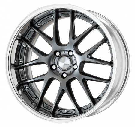 GLIM BLACK [GTK] CENTRE DISK, POLISHED ANODIZED FLAT RIM WITH CHROME RIVETS