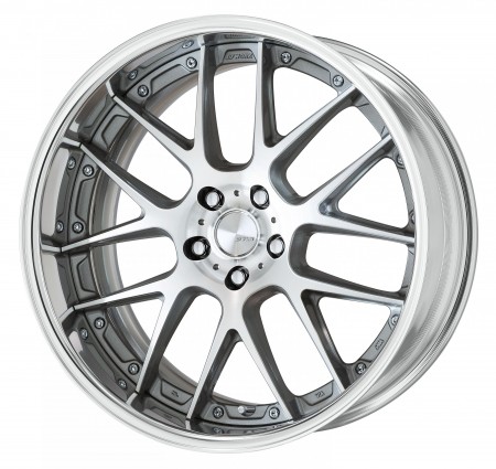 GR SILVER CUT CLEAR [GRP] CENTRE DISK, POLISHED ANODIZED FLAT RIM WITH CHROME RIVETS