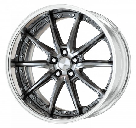 GLIM BLACK [GTK] CENTRE DISK, POLISHED ANODIZED FLAT RIM WITH CHROME RIVETS