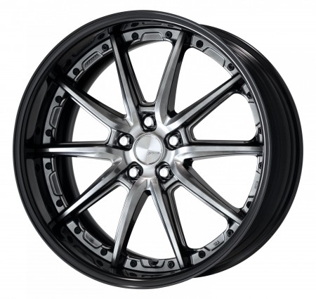 GLIM BLACK [GTK] CENTRE DISK, GLOSS BLACK ANODIZED FLAT RIM WITH BLACK RIVETS