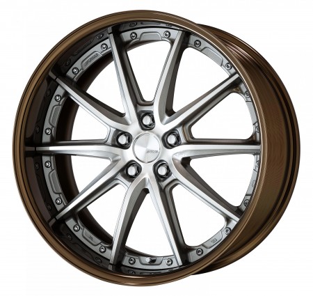 GR SILVER CUT CLEAR [GRP] CENTRE DISK, GLOSS BRONZE ANODIZED FLAT RIM WITH CHROME RIVETS