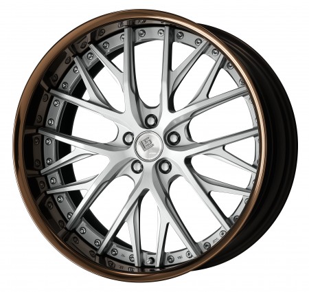 LIGHT GRAY SILVER [LGS] CENTRE DISK, GLOSS BRONZE ANODIZED FLAT RIM WITH CHROME RIVETS