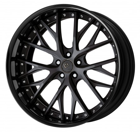 BLACK ANODIZED [SKB] CENTRE DISK, GLOSS BLACK ANODIZED FLAT RIM WITH CHROME RIVETS