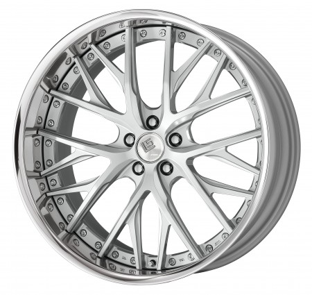 LIGHT GRAY SILVER [LGS] CENTRE DISK, POLISHED ANODIZED FLAT RIM WITH CHROME RIVETS