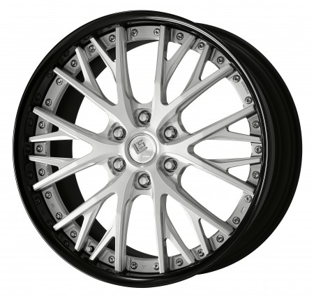 BRUSHED [BRU] CENTRE DISK, GLOSS BLACK ANODIZED FLAT RIM WITH CHROME RIVETS
