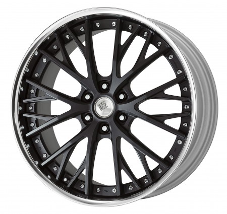 BLACK ANODIZED [SKB] CENTRE DISK, POLISHED ANODIZED FLAT RIM WITH CHROME RIVETS