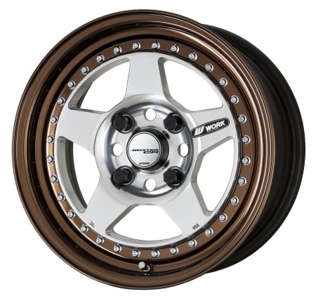 BUFFED [BBF] CENTRE DISK, GLOSS BRONZE ANODIZED STEP RIM WITH CHROME RIVETS