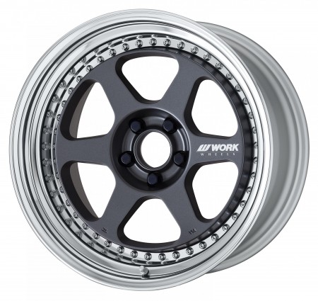 MATT GUNMETAL [MGM] CENTRE DISK, POLISHED ANODIZED STEP RIM WITH CHROME RIVETS