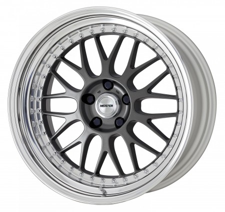 MATT GUNMETAL [MGM] CENTRE DISK, POLISHED ANODIZED STEP RIM WITH CHROME RIVETS