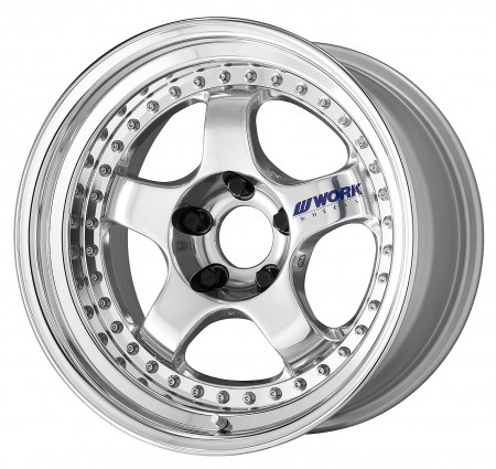 BUFFED POLISHED [BBF / PP] CENTRE DISK, POLISHED ANODIZED STEP RIM WITH CHROME RIVETS