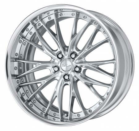 SILKY RICH SILVER [SRS] CENTRE DISK, POLISHED ANODIZED FLAT RIM WITH CHROME RIVETS