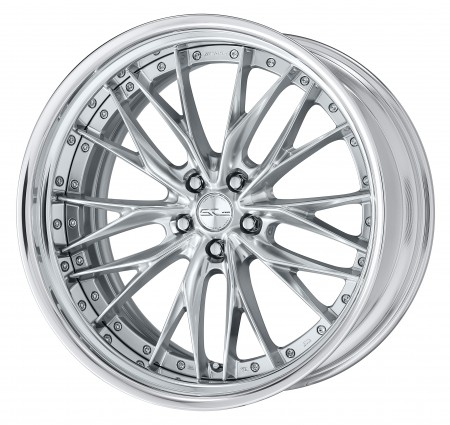 SILKY RICH SILVER [SRS] CENTRE DISK, POLISHED ANODIZED STEP RIM WITH CHROME RIVETS