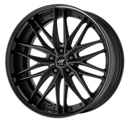 MATT BLACK [MBL] CENTRE DISK, GLOSS BLACK ANODIZED FLAT RIM WITH BLACK RIVETS