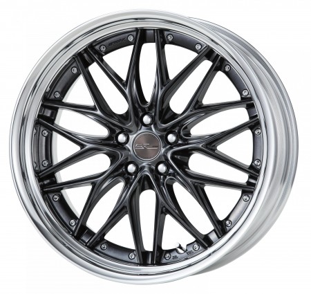 BRILLIANT SILVER BLACK [BSB] CENTRE DISK, POLISHED ANODIZED STEP RIM WITH CHROME RIVETS